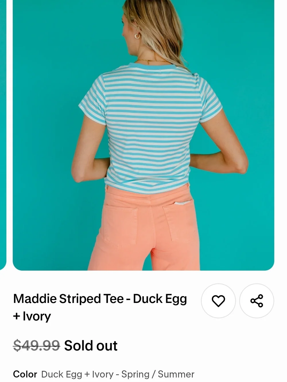 NWOT Wishlist Striped Tee - Duck Egg Blue & Ivory - Picture 9 of 13